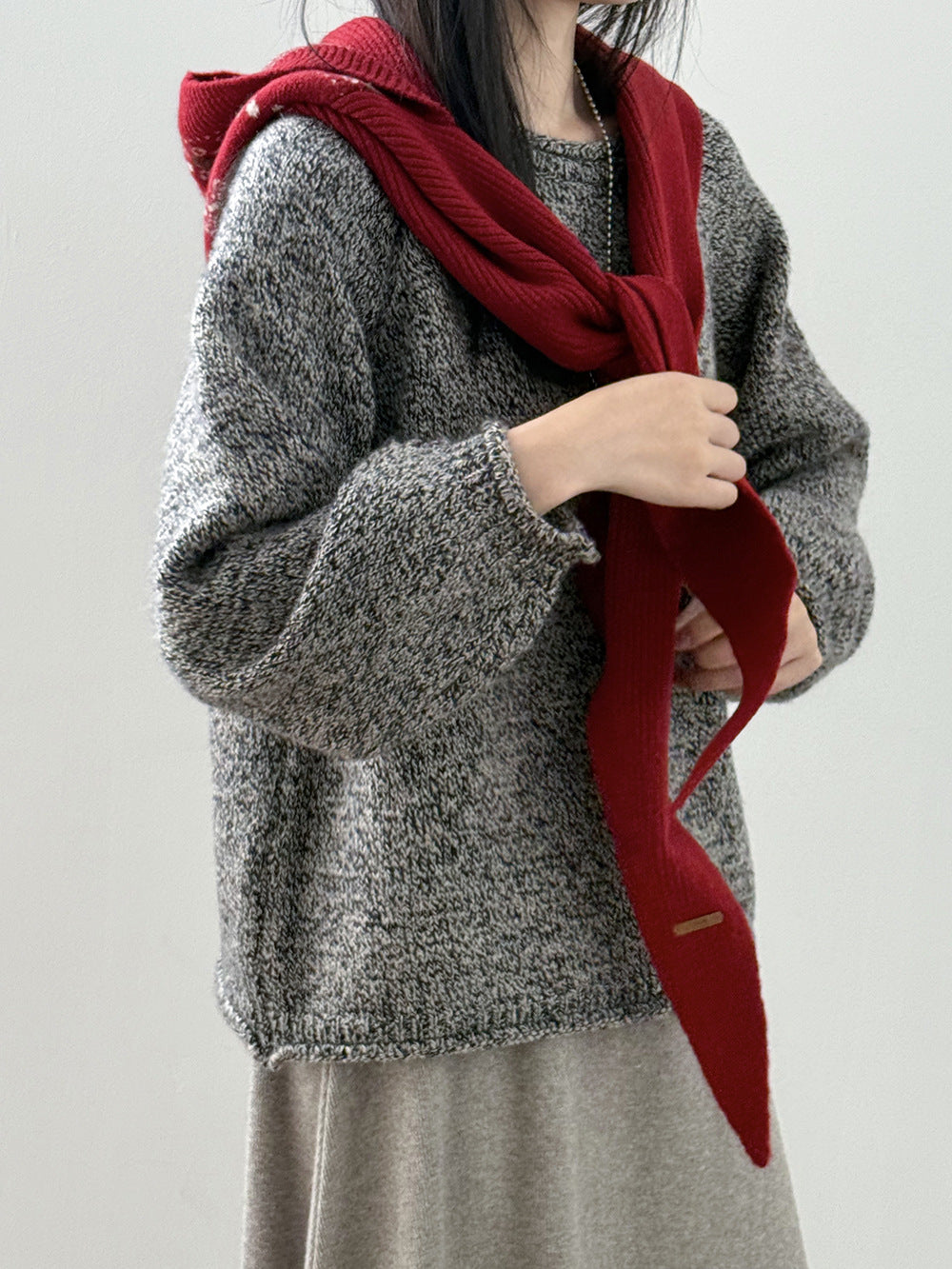 【YW571】實拍冬季復古可愛費爾島提花一体連帽針織圍巾251113