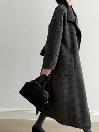 【Y25527】實拍高單質感雙面羊毛呢立領大衣（棉羊毛68%)251106