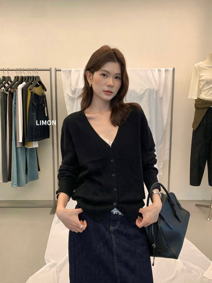 【LNM8600】檸檬家羊毛100%鬆軟慵懶・V領短版針織外套260909