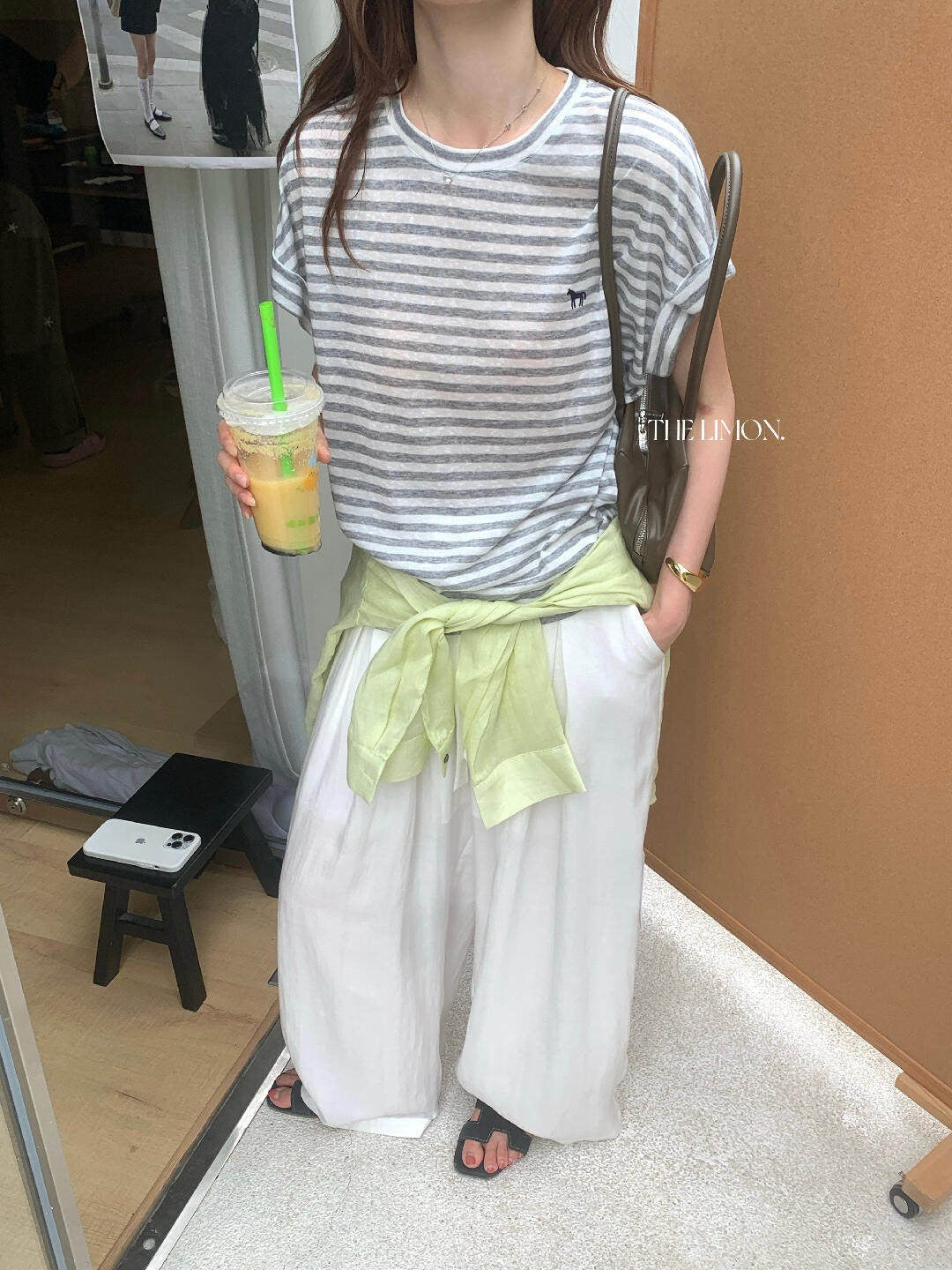 【L10695】韓系復古學院風🐎百搭親膚條紋小馬刺繡圓領短袖T恤260526