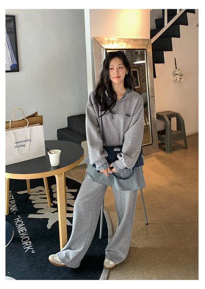 【H5395】實拍韓式連帽衞衣＋直筒衞褲＋屁簾(分開下單） 250902