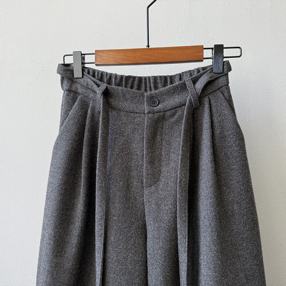 【Y82677】 實拍復古系帶加厚七分闊腿褲251023