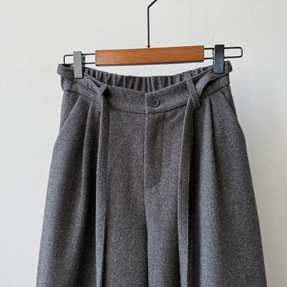 【Y82677】 實拍復古系帶加厚七分闊腿褲251023