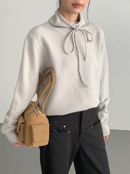 【LD3294】實拍慵懶復古立領羊駝絨針織衫251103