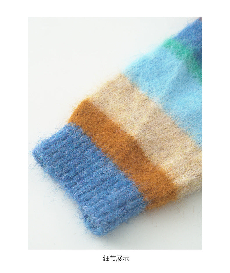 【H5522】實拍韓系街頭絨毛彩色針織毛衣251125