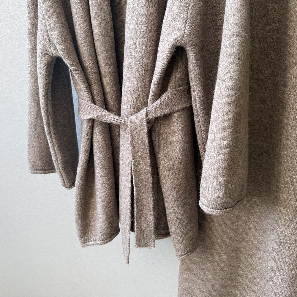 【YP1018】 實拍秋冬高級感慵懶針織開衫＋繫帶＋高腰針織闊腿褲 套裝251023