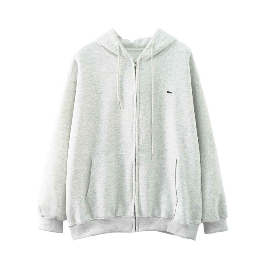 【H5495】實拍男友寬鬆款刺繡長袖連帽衞衣外套251109