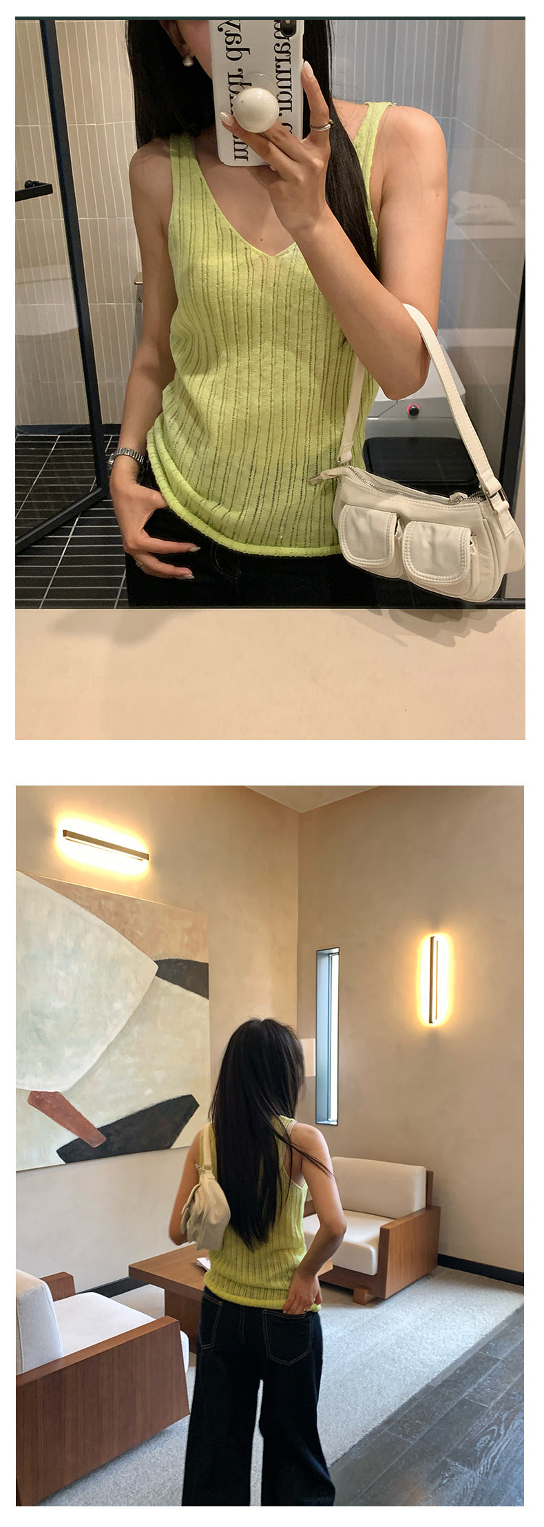 【H5208】實拍夏天簡約羅紋肌理卷邊針織背心250422