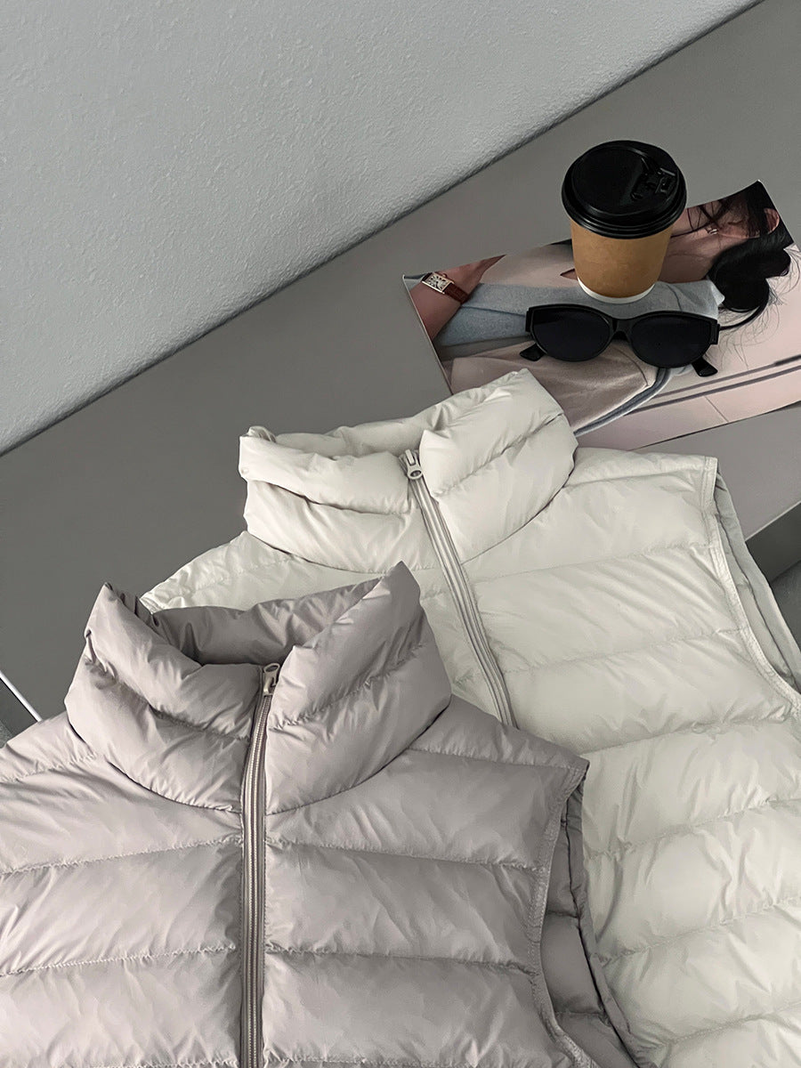 【cimz6377】實拍立領排骨雙頭拉鏈羽絨背心(90白鴨絨)251120