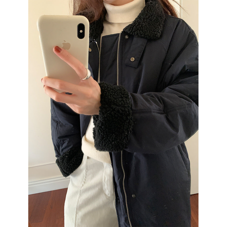 【H5498】實拍韓系加厚保暖長款棉服大衣外套251118