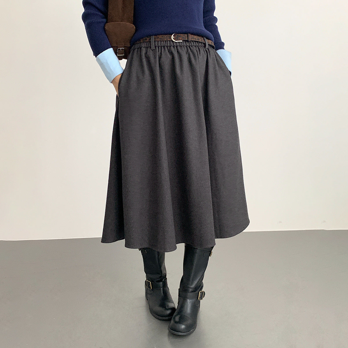 【LD11034】實拍毛呢超顯瘦保暖高腰大裙擺a字裙251124