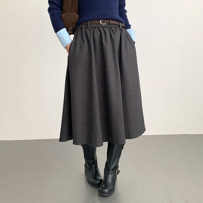 【LD11034】實拍毛呢超顯瘦保暖高腰大裙擺a字裙251124