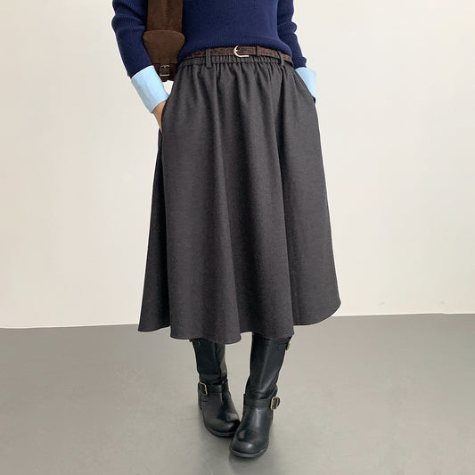 【LD11034】實拍毛呢超顯瘦保暖高腰大裙擺a字裙251124