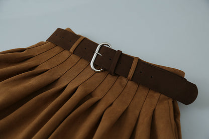 【LD11016】實拍冬季復古麂皮絨A字裙251110