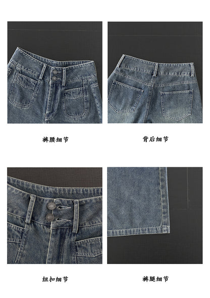 【cimz6538】小隻女誇誇神褲👖復古直筒軟牛仔薄款垂墜感遮胯寬褲260506