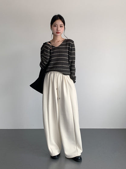 【LD11022】實拍肌理感寬鬆條紋針織衫251110