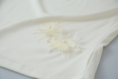 【LD3277】實拍立體花朵長袖一字領T恤251103