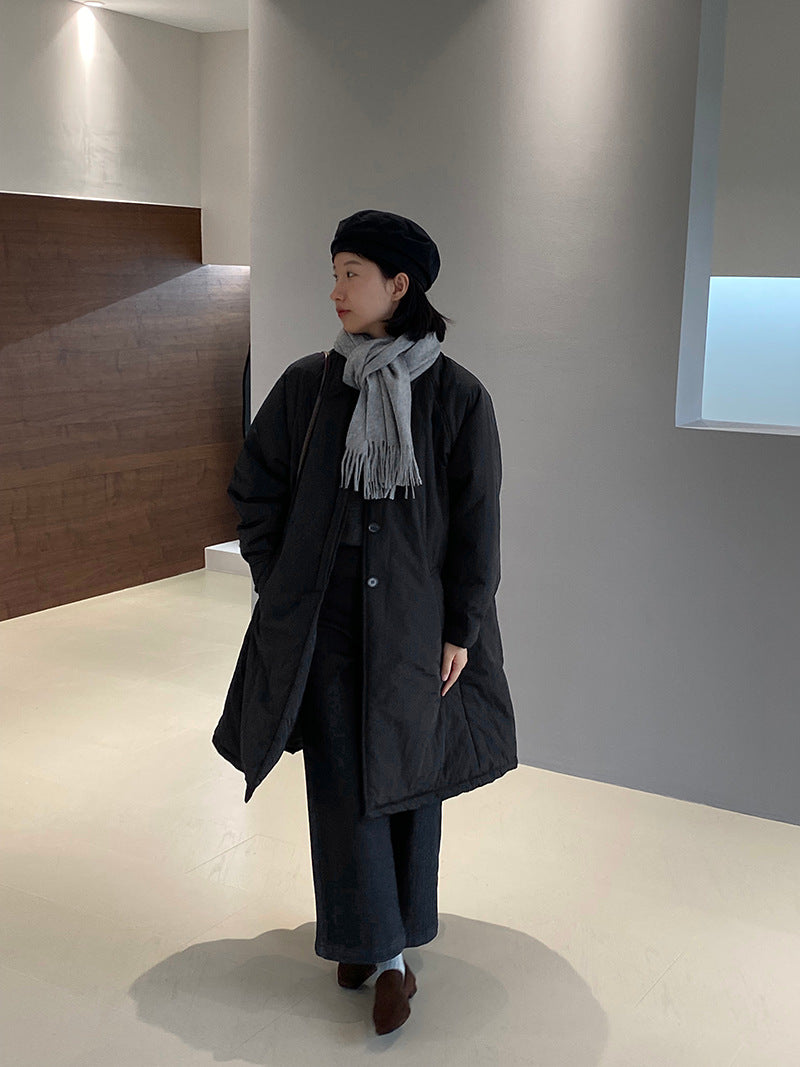 【cimz1235】 雪山奶糖 Muji 風輕薄初冬簡約廓形寬鬆棉服外套260108