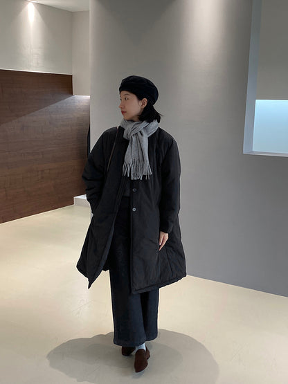 【cimz1235】 雪山奶糖 Muji 風輕薄初冬簡約廓形寬鬆棉服外套260108