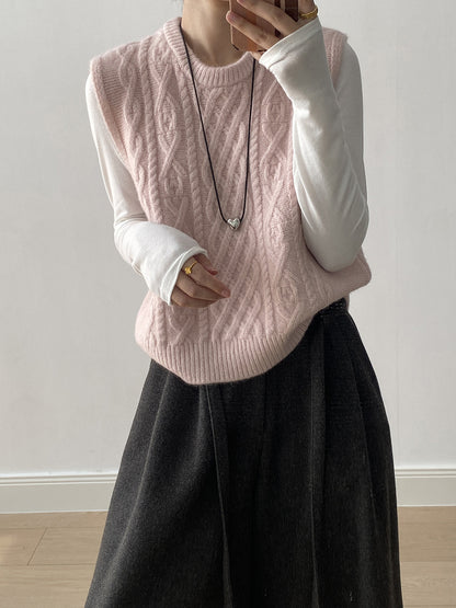 【YP2617】 實拍圓領麻花軟糯針織背心251023