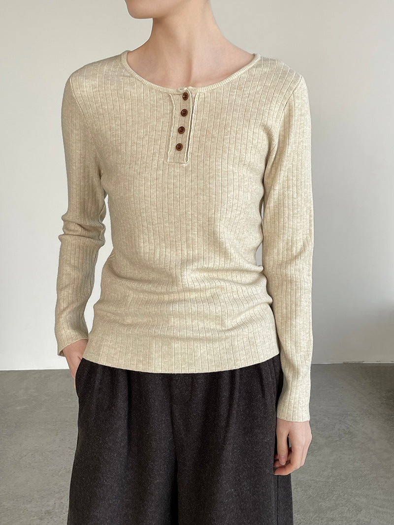 【cimYL369】實拍圓領坑條安迪绒氣質針織衫251201