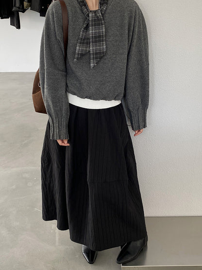 【cim1708】實拍秋冬法式寂靜高腰加厚微花苞A字裙251030