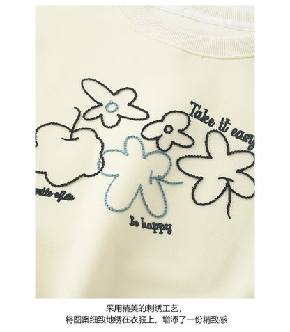 【H563】實拍秋冬刺繡花朵長袖衛衣251021