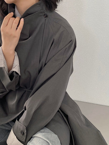 【cim1659】實拍秋冬復古英倫翻領風衣外套＋繫帶251030