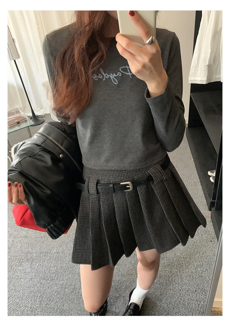 【H5482】實拍磨毛舒適質感刺繡長袖T恤251109