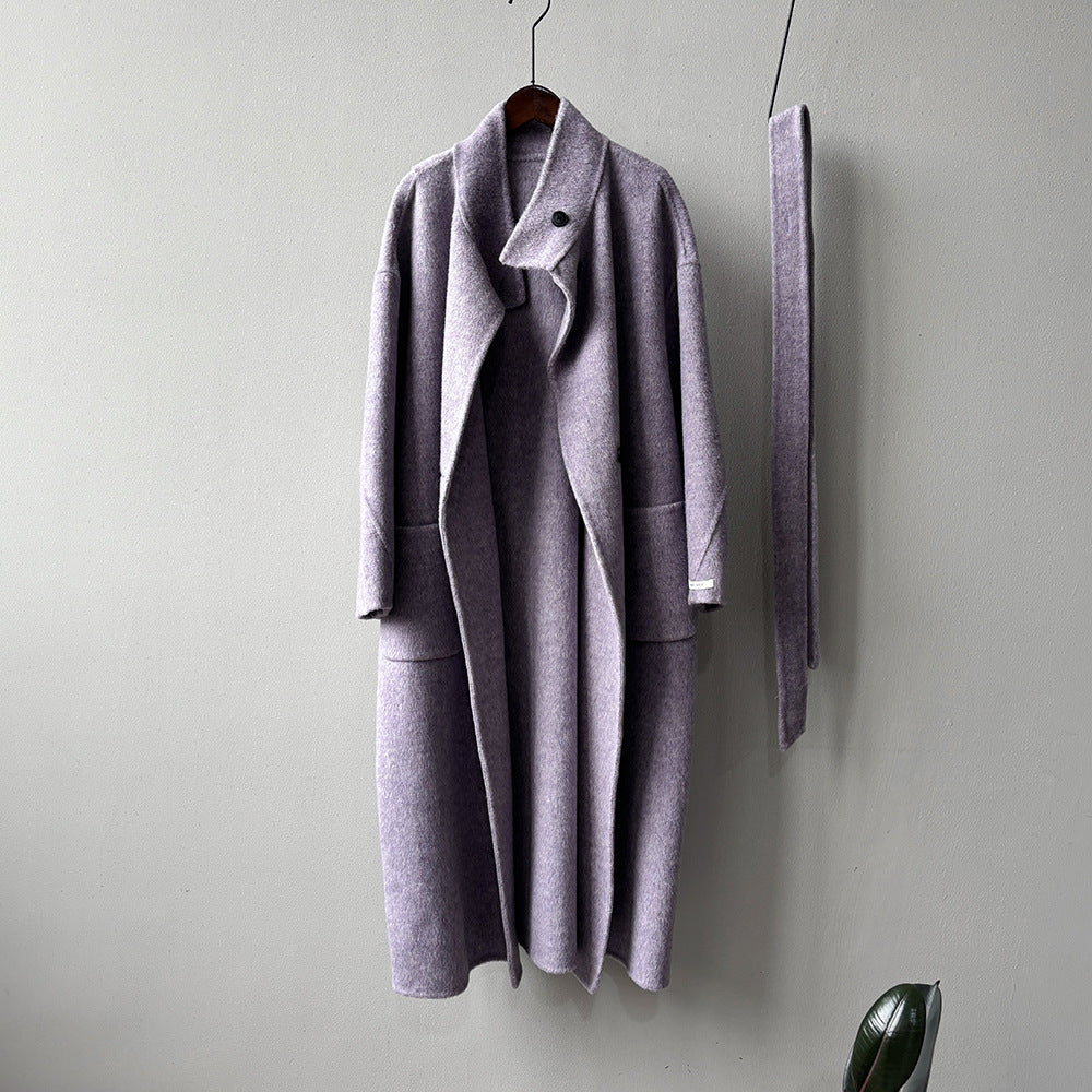 【Y25527】實拍高單質感雙面羊毛呢立領大衣（棉羊毛68%)251106