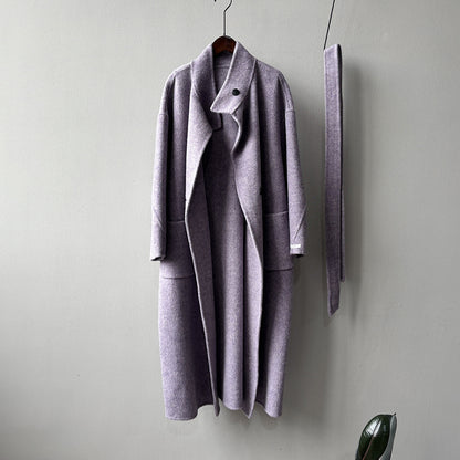 【Y25527】實拍高單質感雙面羊毛呢立領大衣（棉羊毛68%)251106