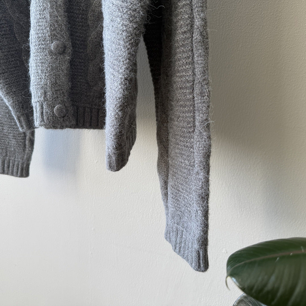 【YP2556】實拍微甜圓領包扣麻花針織外套251023