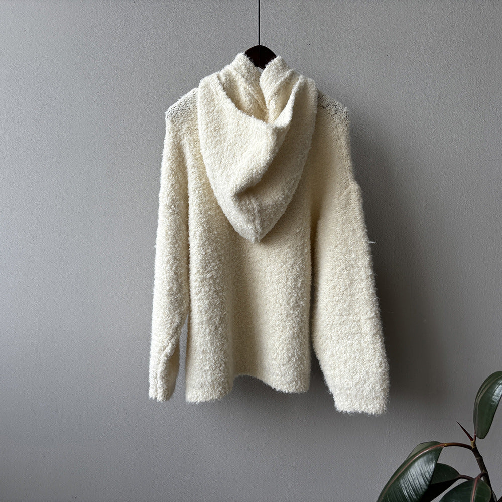 【YK259】實拍冬季慵懒奶呼呼針織毛衣+可拆卸披肩帽子(羊毛12%)251113