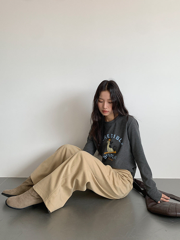 【LD3302】實拍S~XL秋冬顯瘦直筒毛呢休閒褲251103