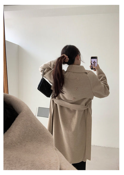 【H5479】實拍秋冬英倫翻領束腰雙面呢羊絨長外套251109