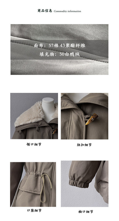 【cimz1727】實拍行走的火爐重工牛角扣大翻領工裝羽絨外套大衣(白鴨絨50)251120