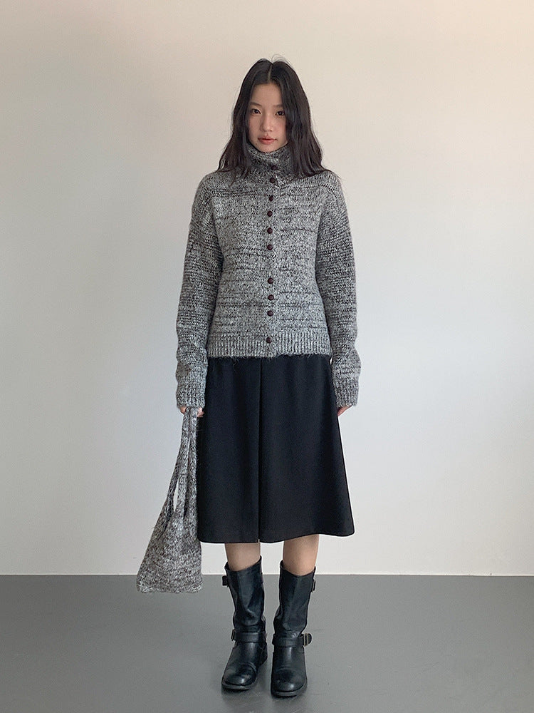 【LD3296】實拍輕奢復古寬翻領厚實針織外套＋針織包251103