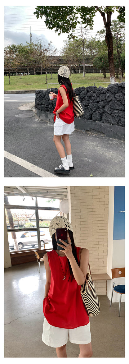 【H5188】實拍清新簡約棉麻後背鏤空寬鬆長上衣250415