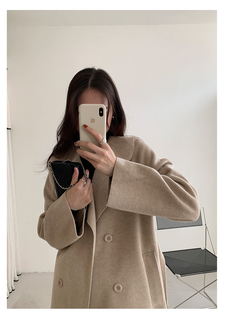 【H5479】實拍秋冬英倫翻領束腰雙面呢羊絨長外套251109