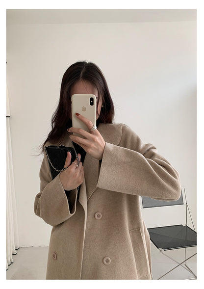 【H5479】實拍秋冬英倫翻領束腰雙面呢羊絨長外套251109
