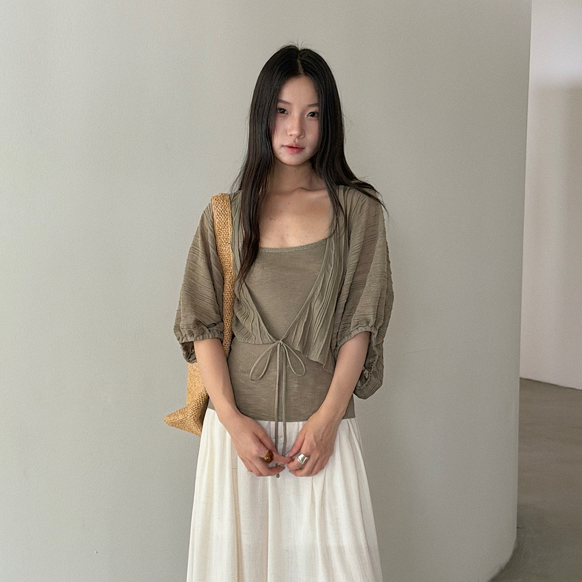 【LD11367】溫柔初戀系仙女☁️顯瘦細肩帶背心+薄款針織小外套兩件套260630