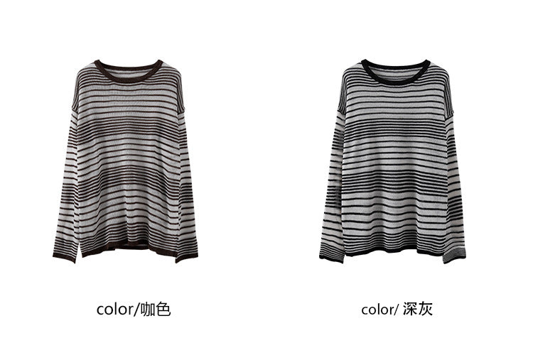 【LD8128】實拍初秋長銷款條紋圓領針織衫251110