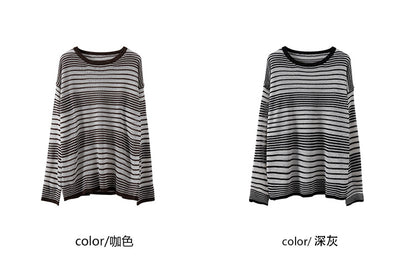 【LD8128】實拍初秋長銷款條紋圓領針織衫251110