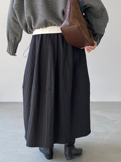 【cim1708】實拍秋冬法式寂靜高腰加厚微花苞A字裙251030