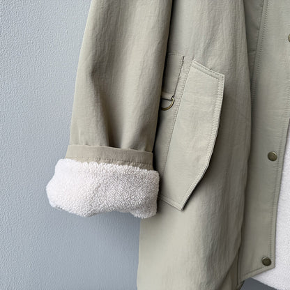 【Y82650】實拍立領帥氣內裡羊羔毛工裝外套251016