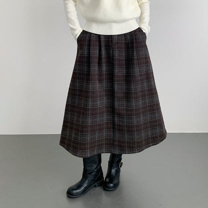 【LD11071】實拍氣質復古格紋毛呢a字裙251209