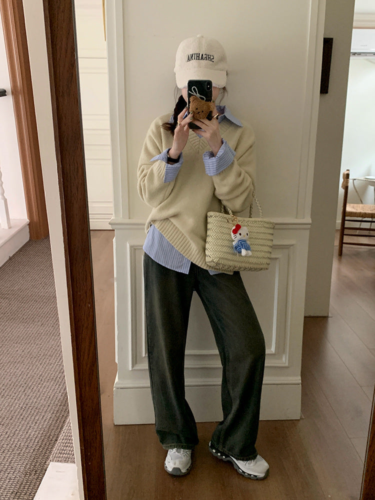 【LD9538】實拍慵懶軟糯寬鬆長袖針織毛衣251103