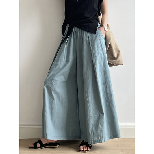 【Y9767】實拍韓國法式寬鬆大擺休閒褲裙（棉）240612