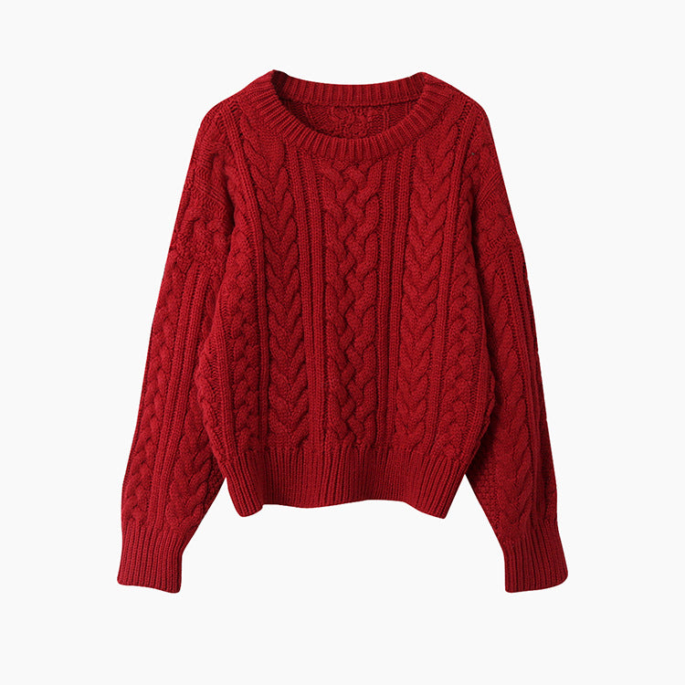 【LD11003】實拍冬季加厚麻花長袖圓領毛衣251110