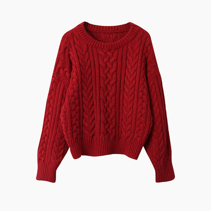 【LD11003】實拍冬季加厚麻花長袖圓領毛衣251110